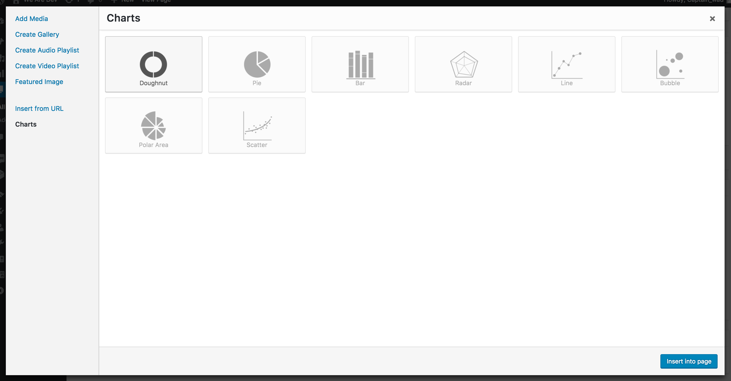 Create new chart in media popup.