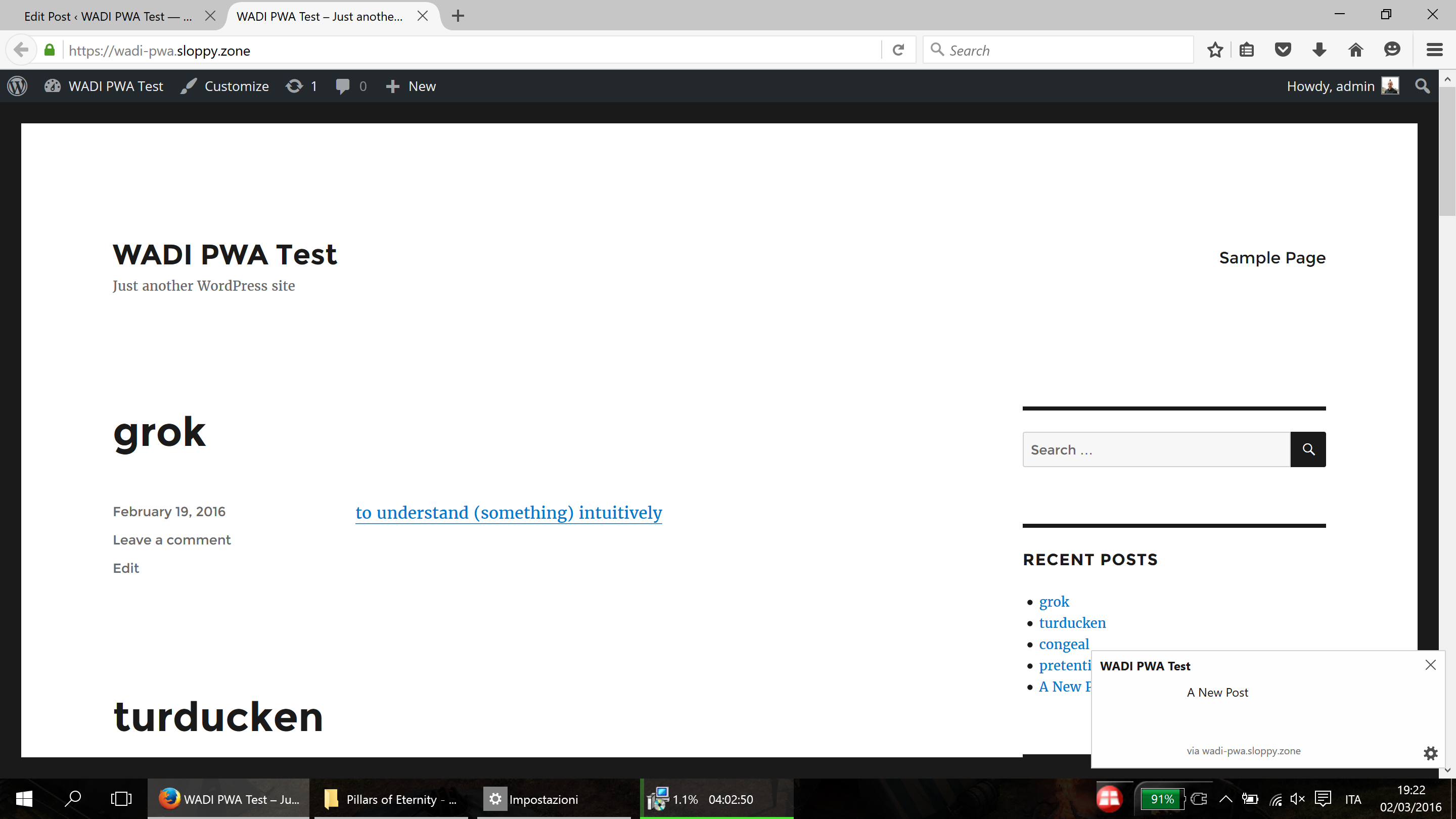 Firefox notification on Windows.