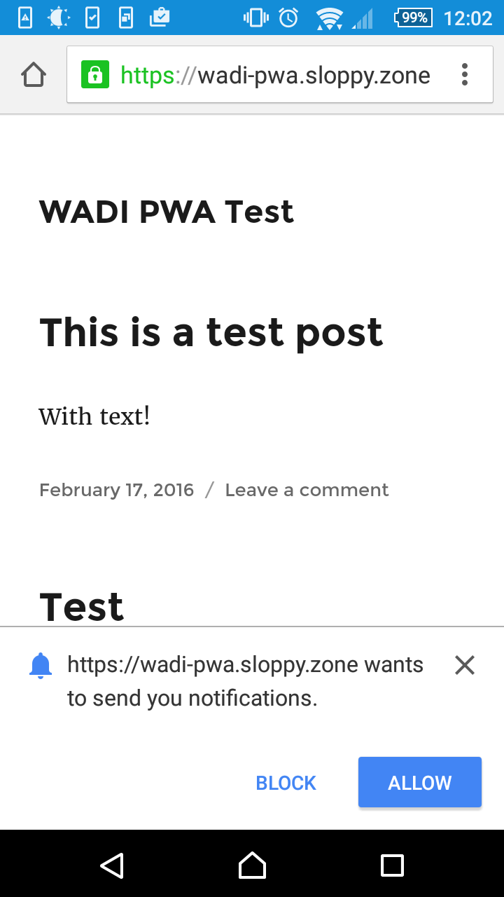 Chrome prompt dialog on Android.