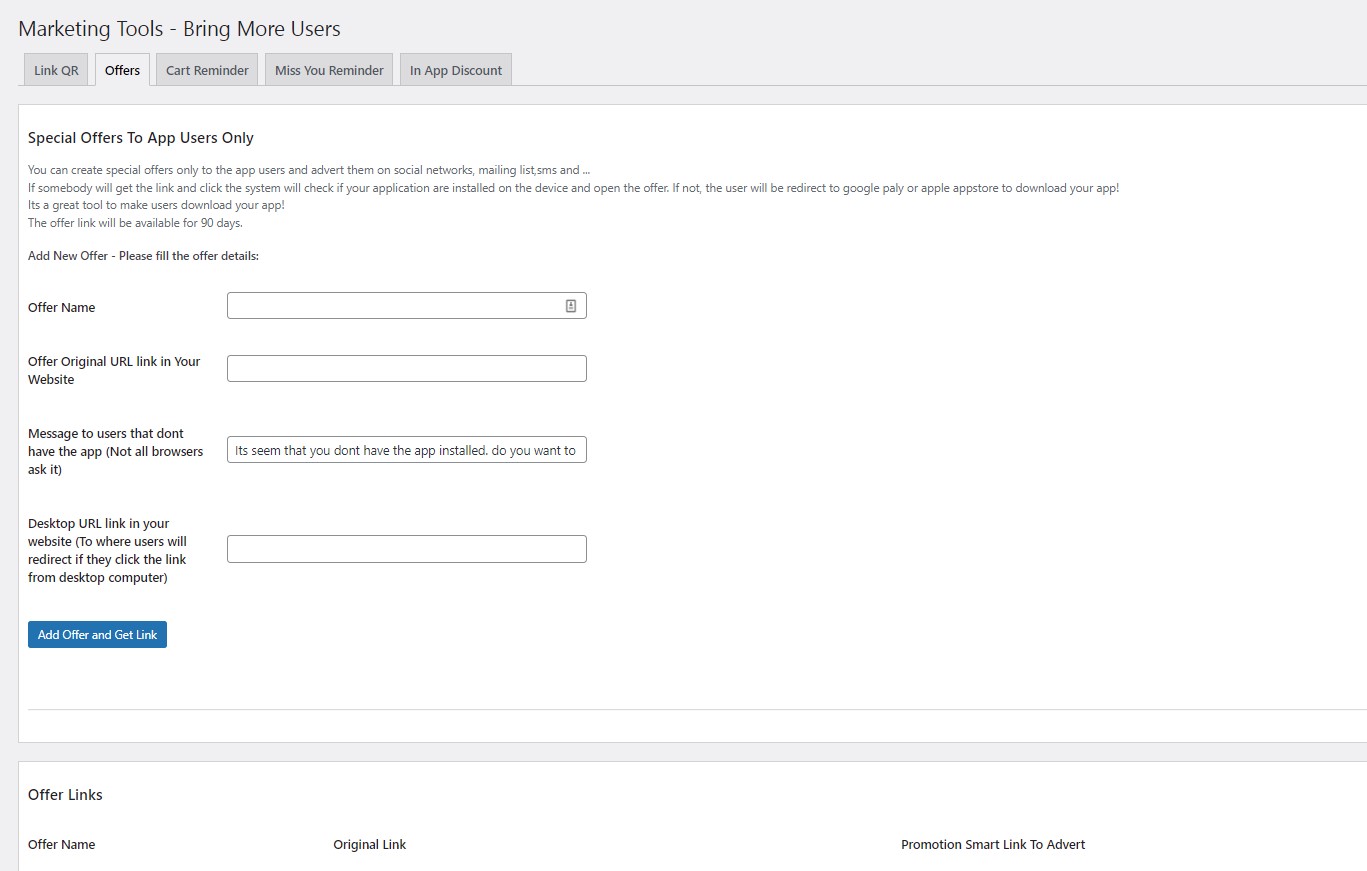 Web push notification settings