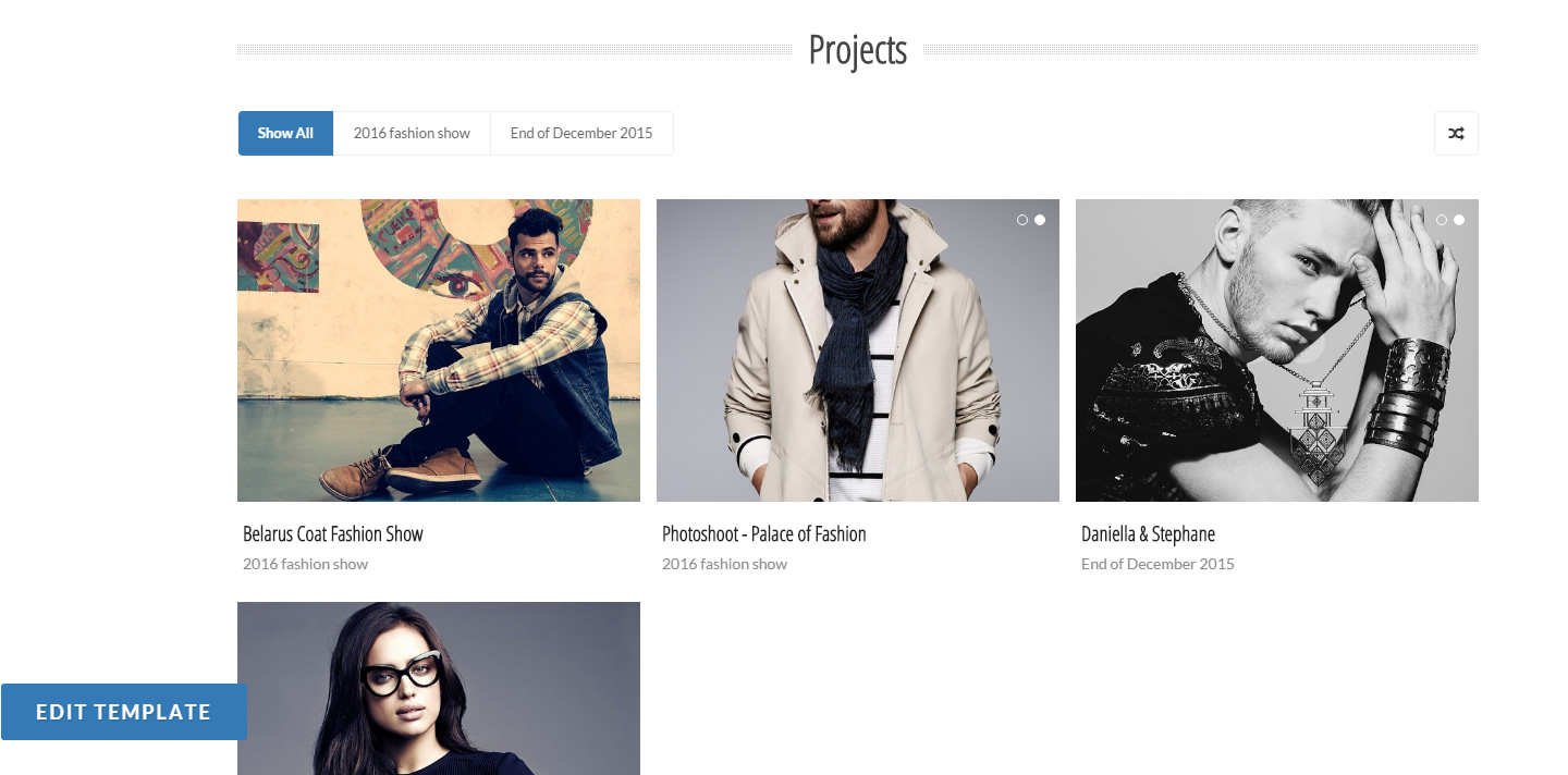 Portfolio section with multiple category and images.