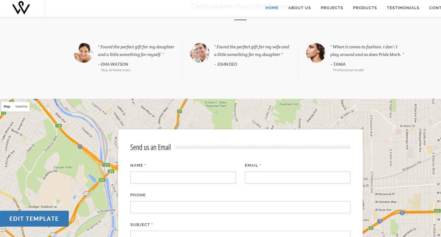 Contact us sections with Google Map pointer