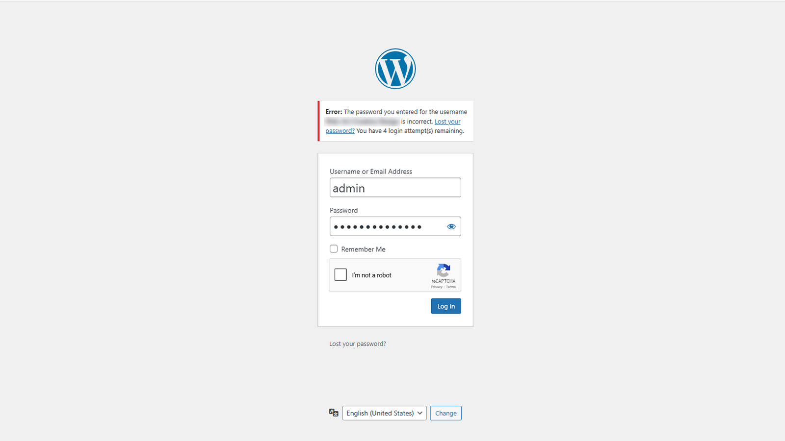 WordPress login screen (wp-login.php)