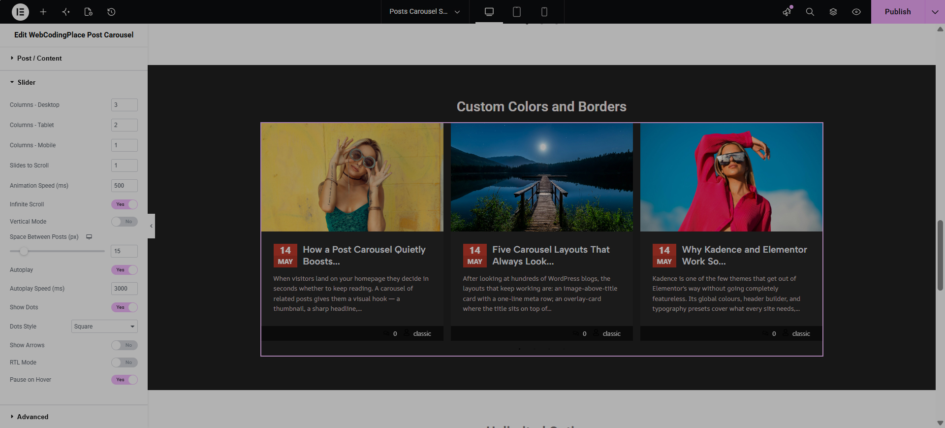 Slider Settings