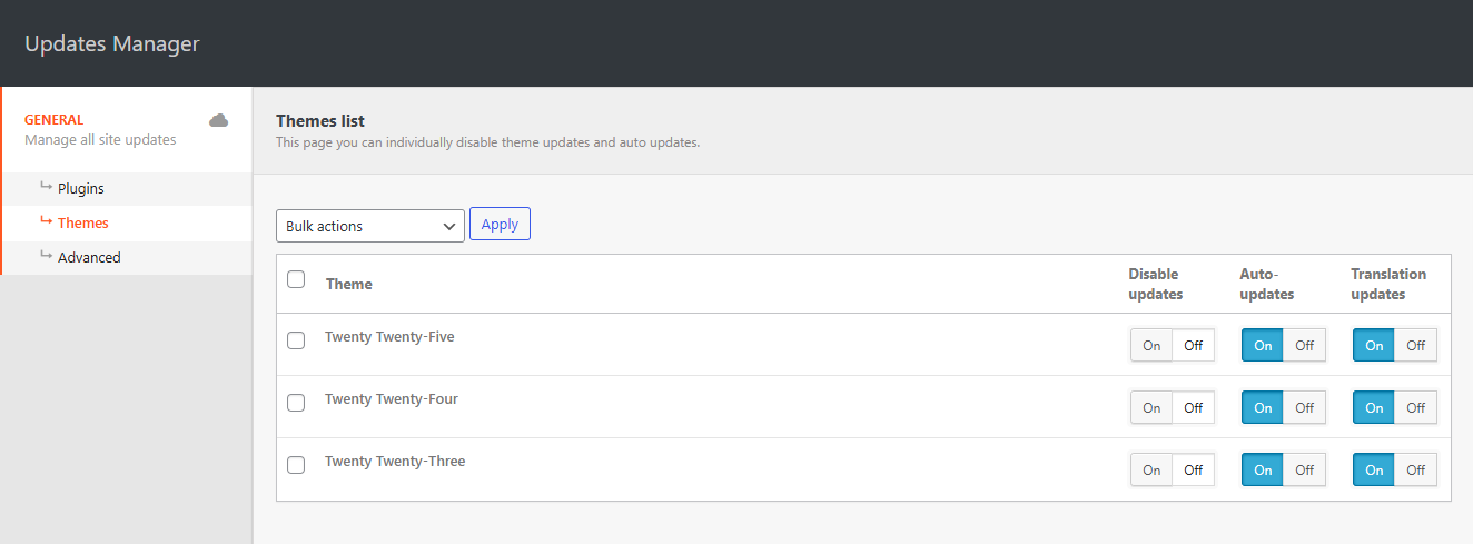 Disable theme updates individually