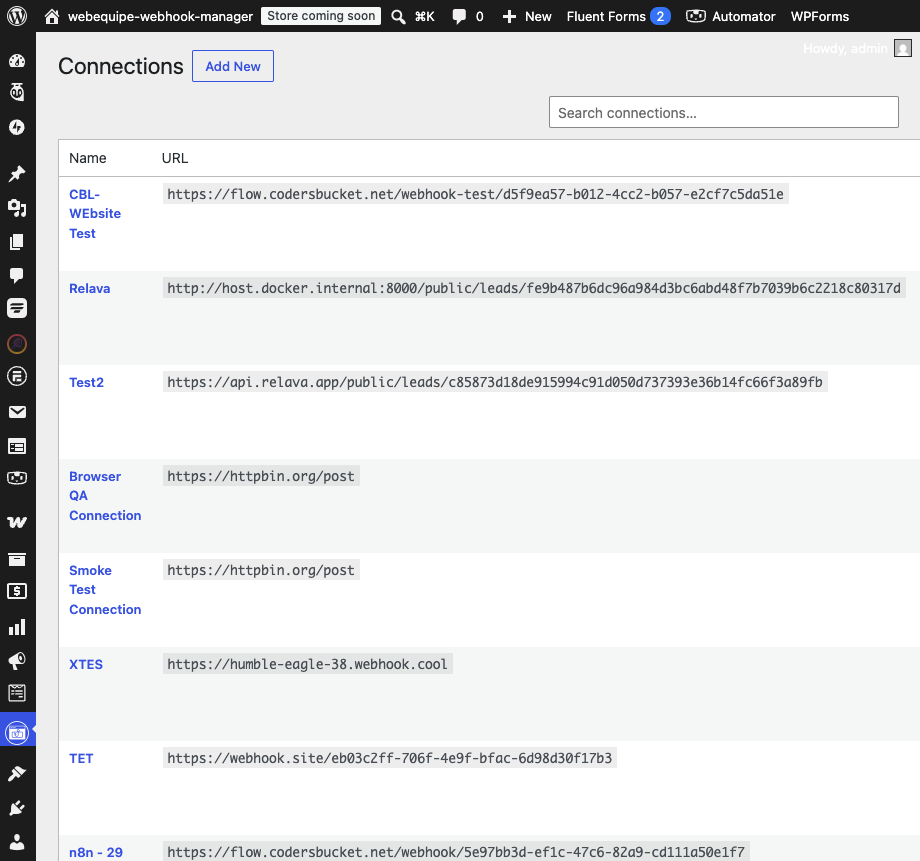 Connections list.