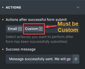 Action Must be Custom
