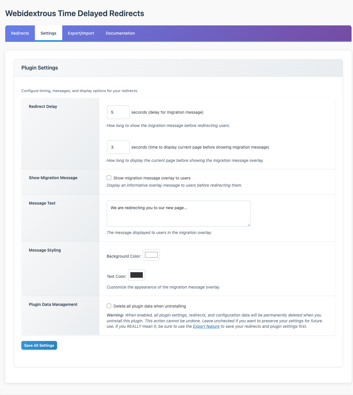 Migration message overlay shown to users