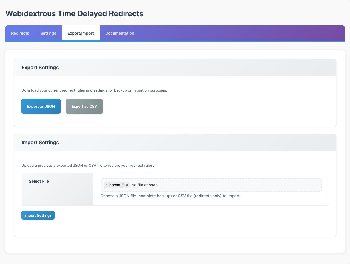 Professional tabbed interface with redirect management