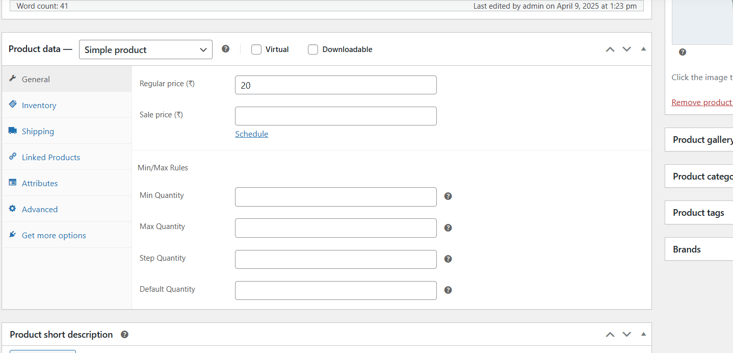 **Product Edit Page** – Define unique rules per product or variation.