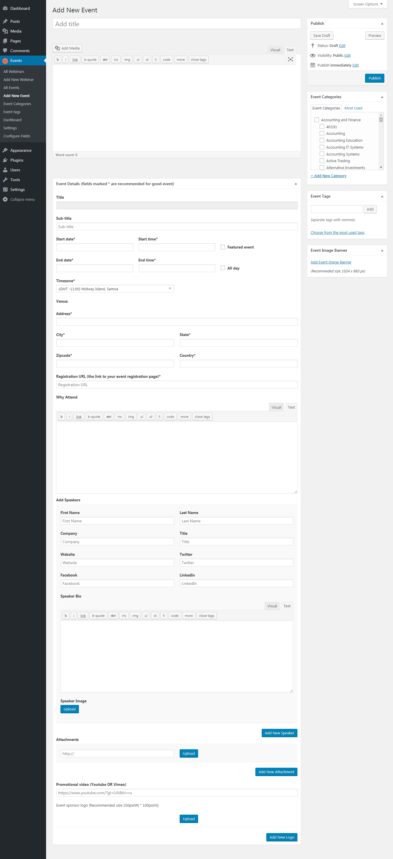 Webinar connect platform settings