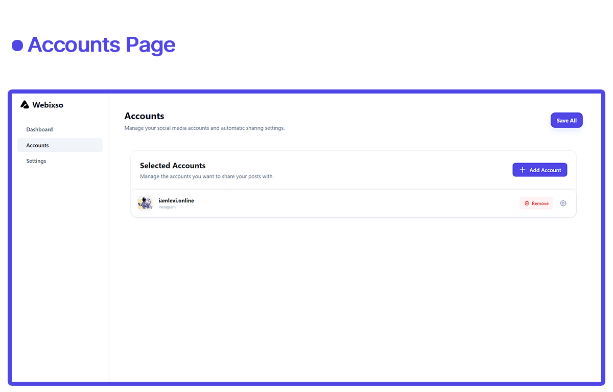 Account configuration and automation options.