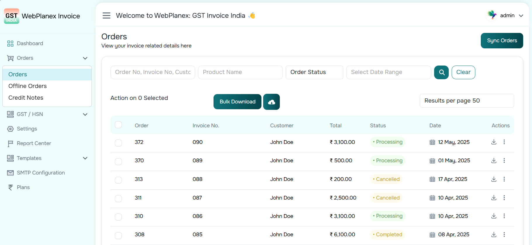 Orders List