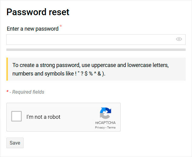 Password Reset Form.