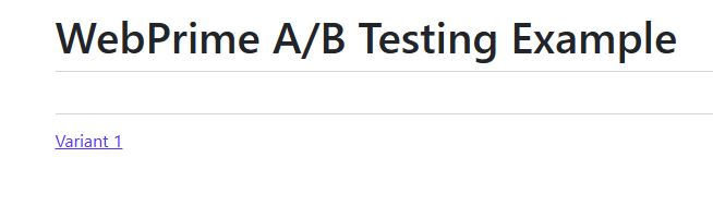 Example of A/B test with three link variants on the frontend