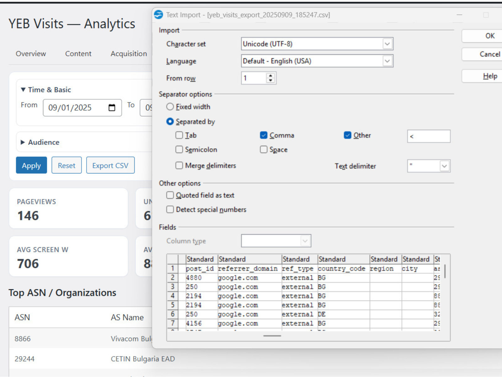 Export CSV