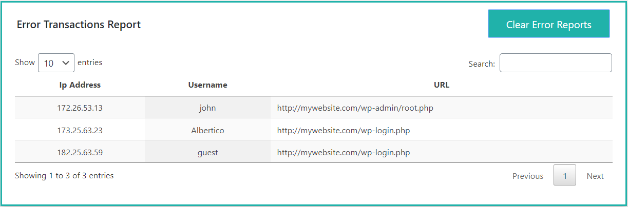 Error report shows the user details how gets page not found error.