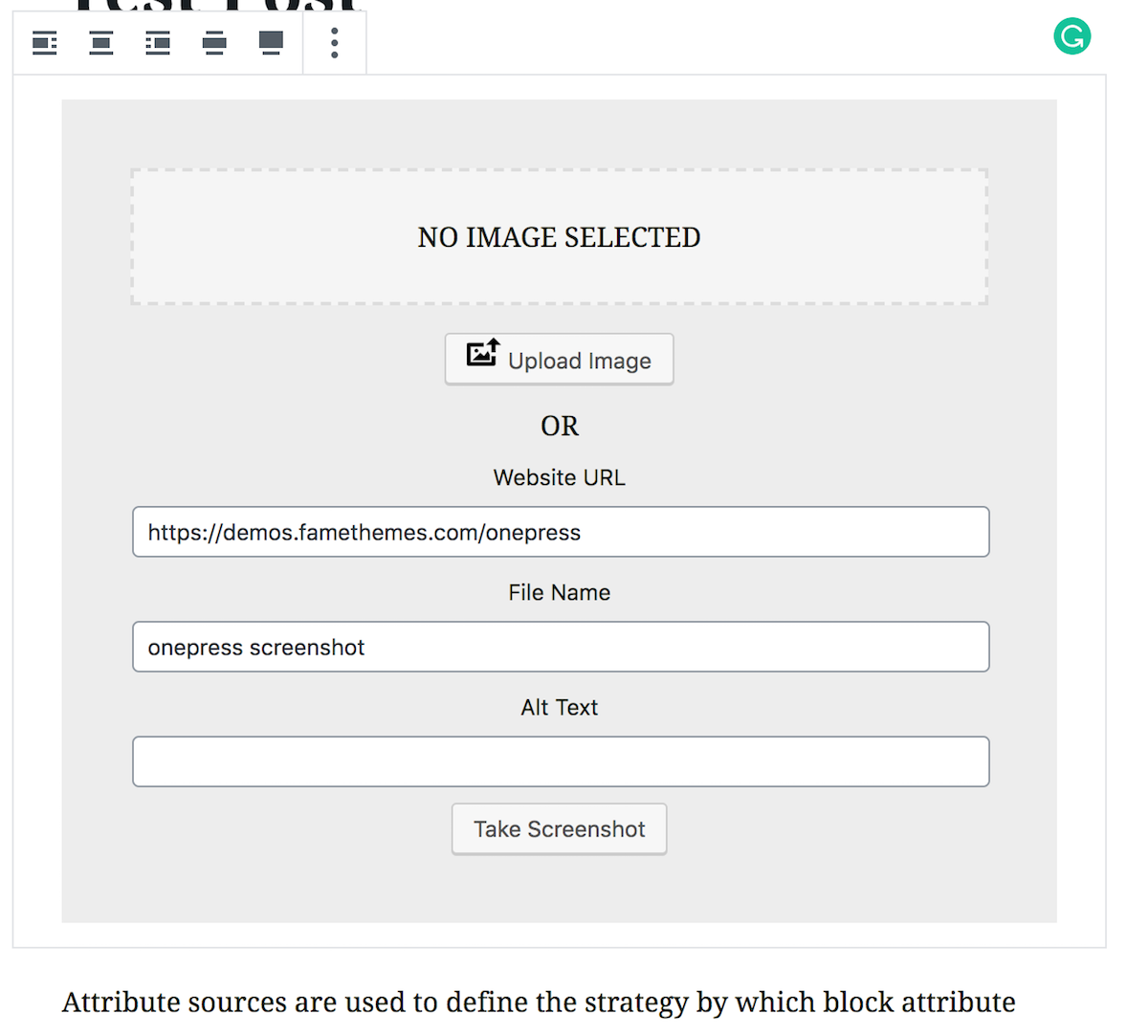 Add screenshot block