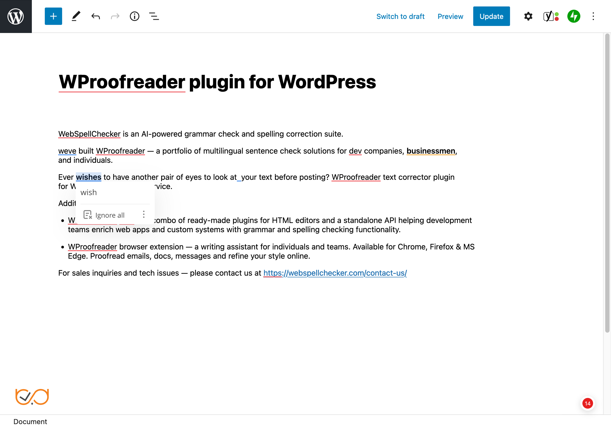 WProofreader style suggestion.