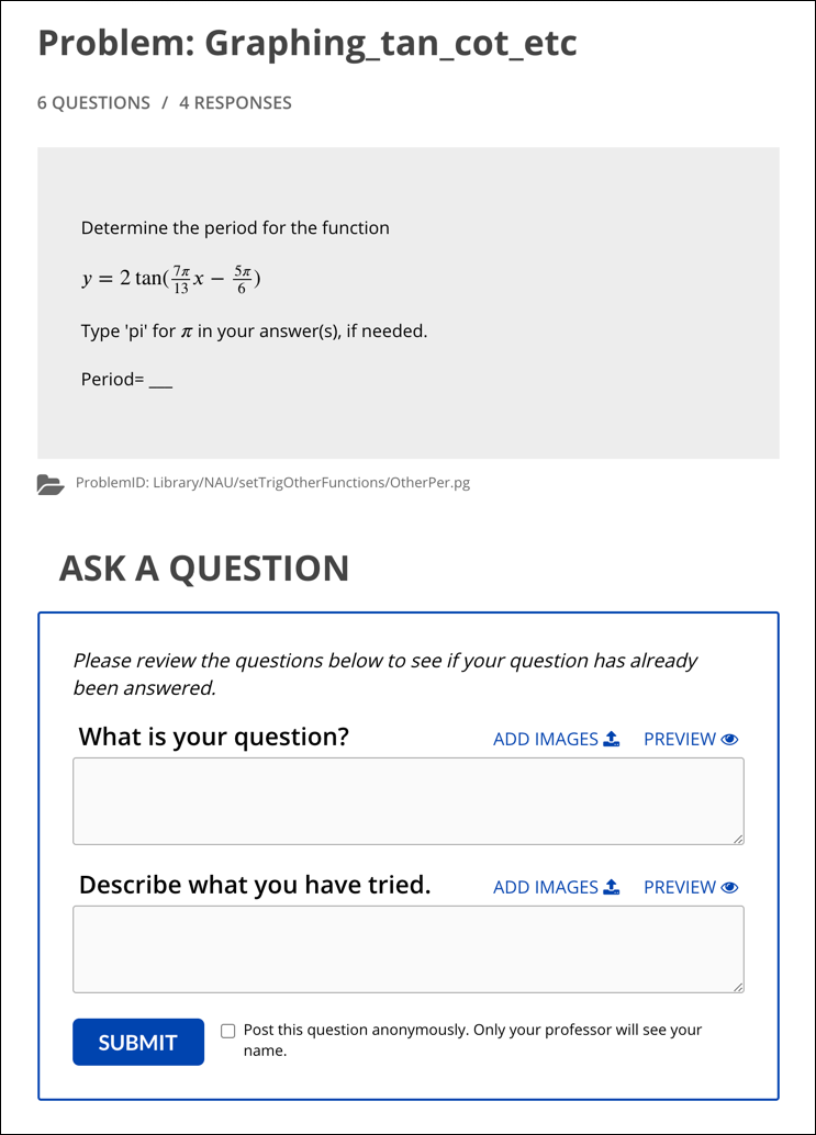 'Ask a Question' interface.