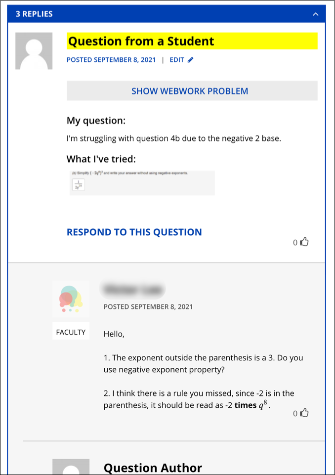 Browsing responses to a question.