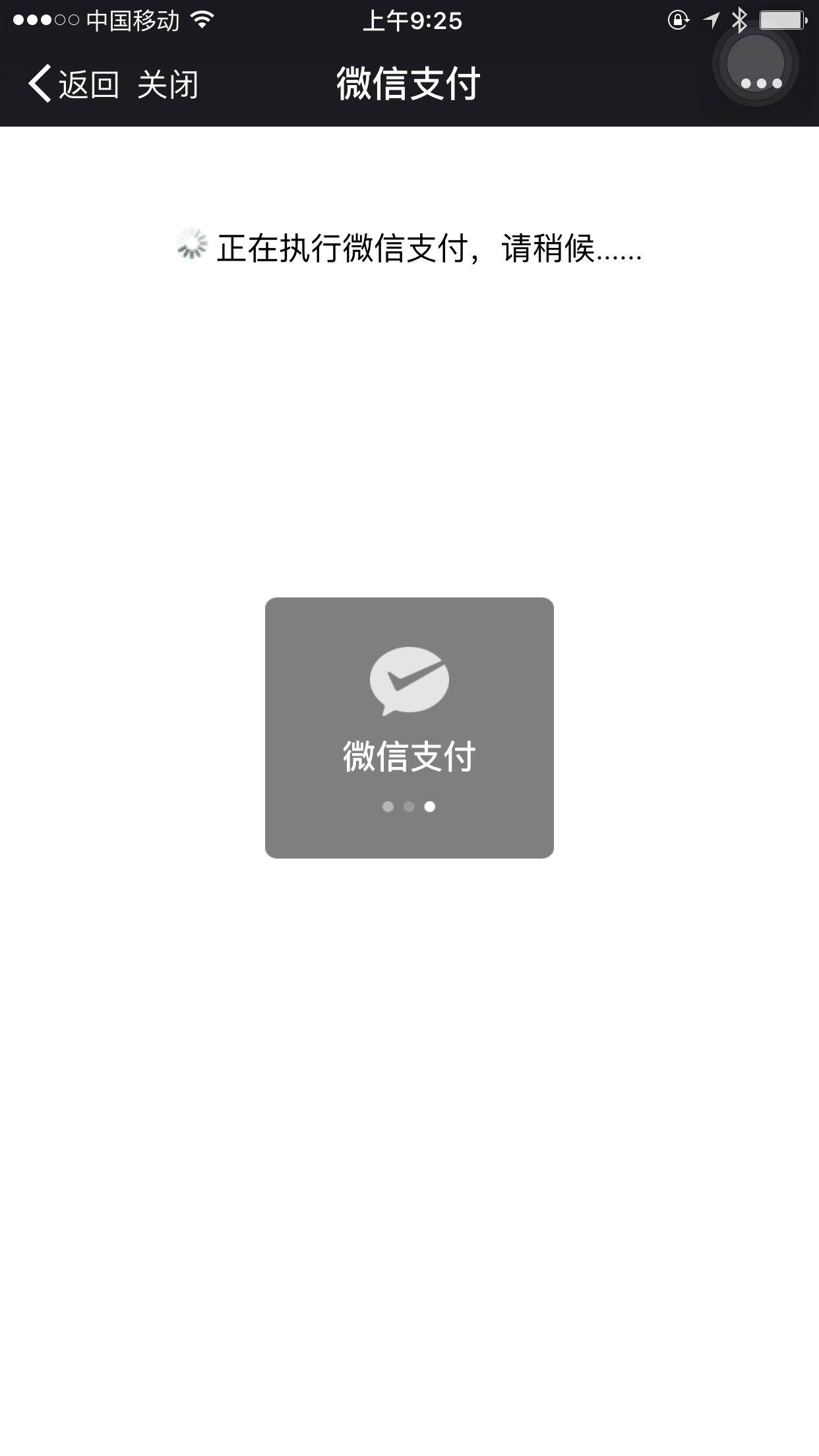 Order pay screen, including QR code of wechat  and payment amount.