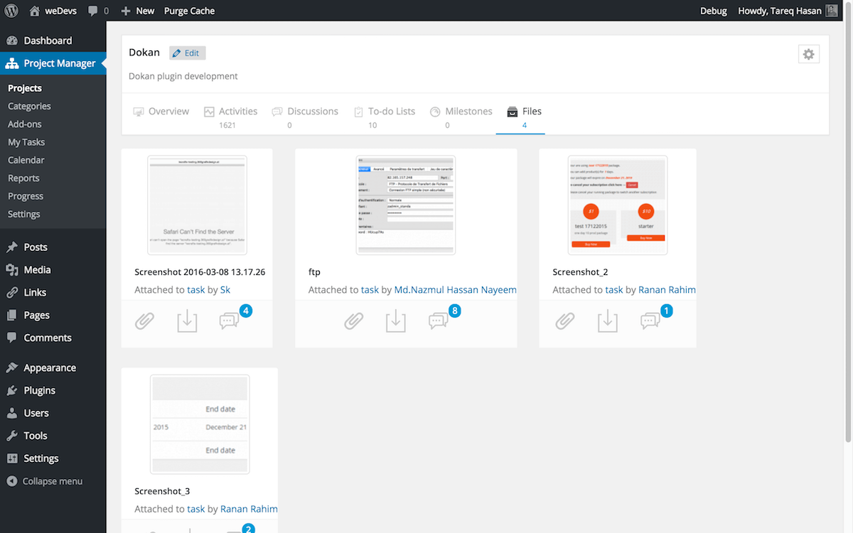 Project overview page. See the activities going on in a single page at a glance.