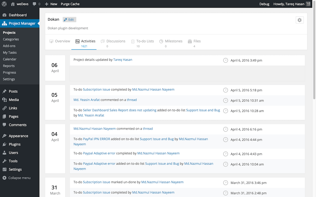 Discussions page. Discuss with your team with various topics.