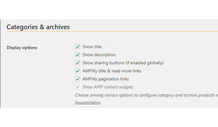AMP layout customization from the WordPress admin.