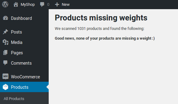 Success, once you have updated all missing weights from products!