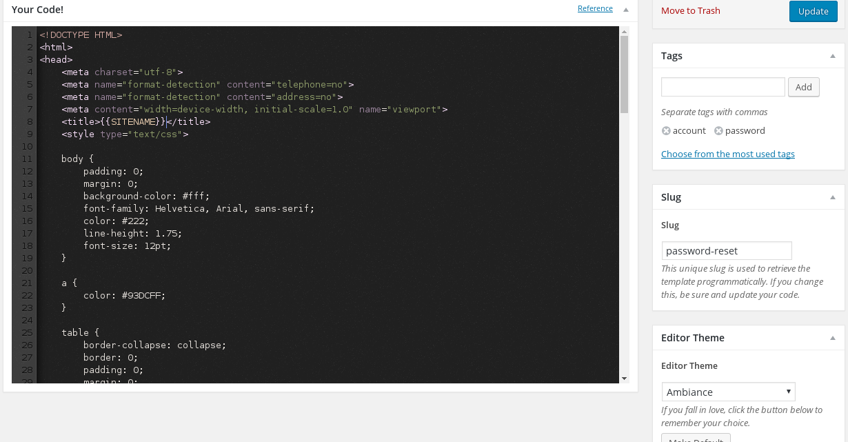 Code editor supports themable syntax highlighting.