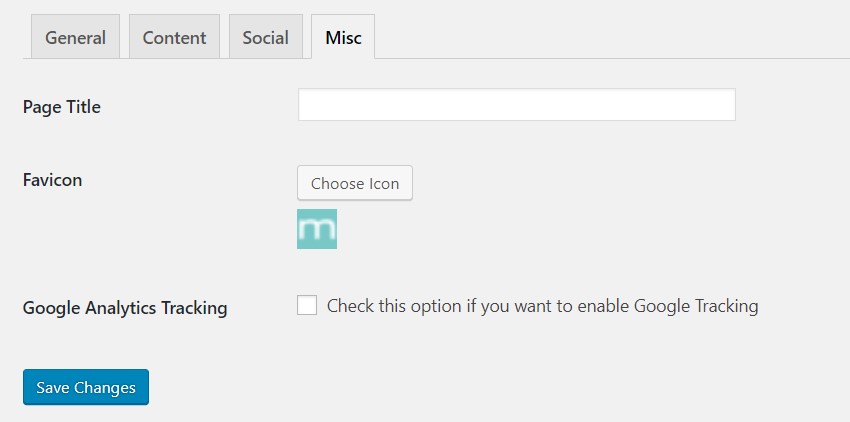 Backend: Miscelleneous settings
