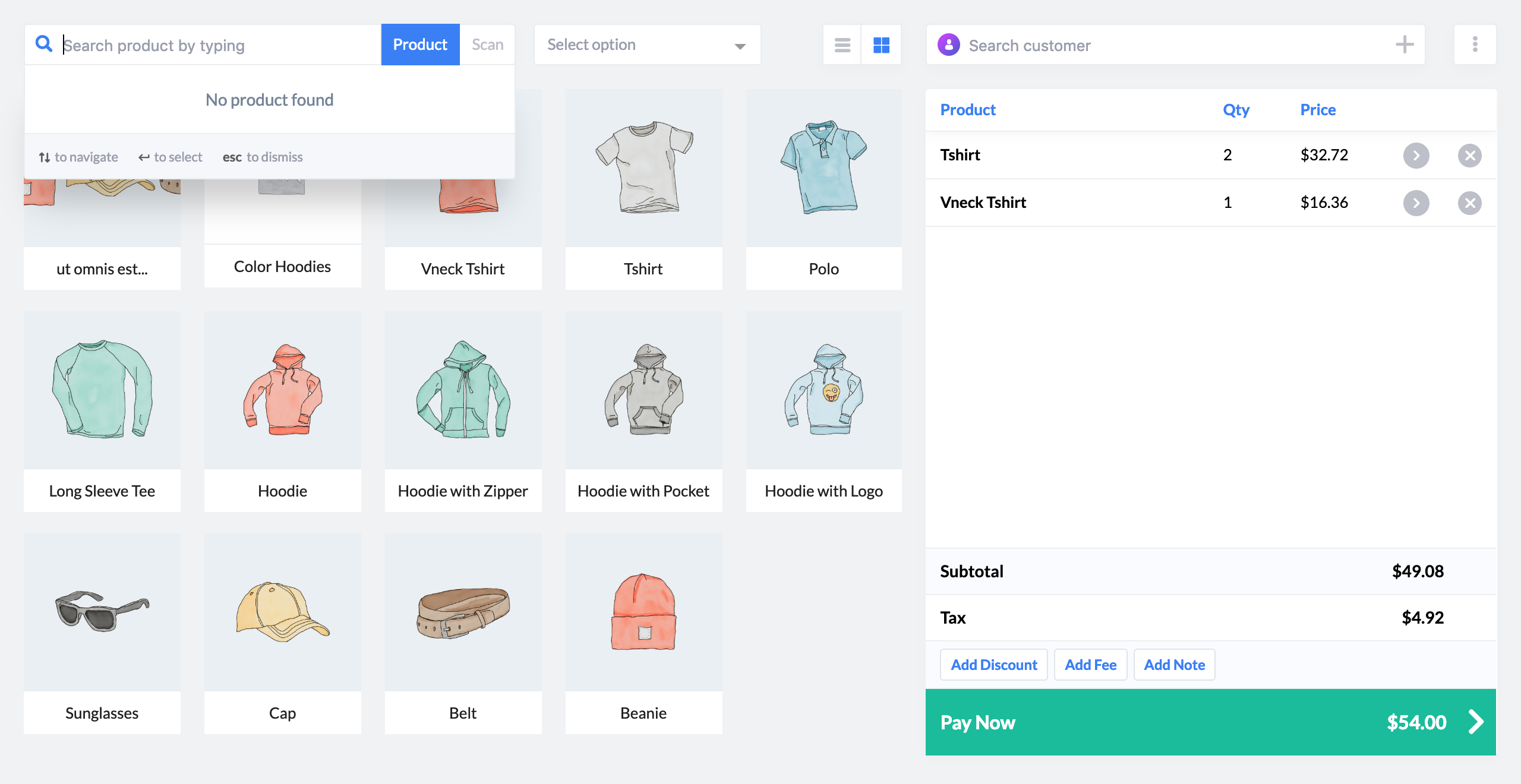 Product list view