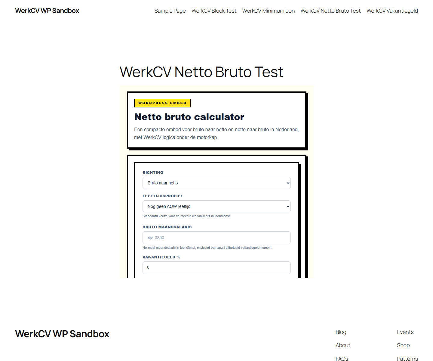 Net-to-gross calculator on a published page