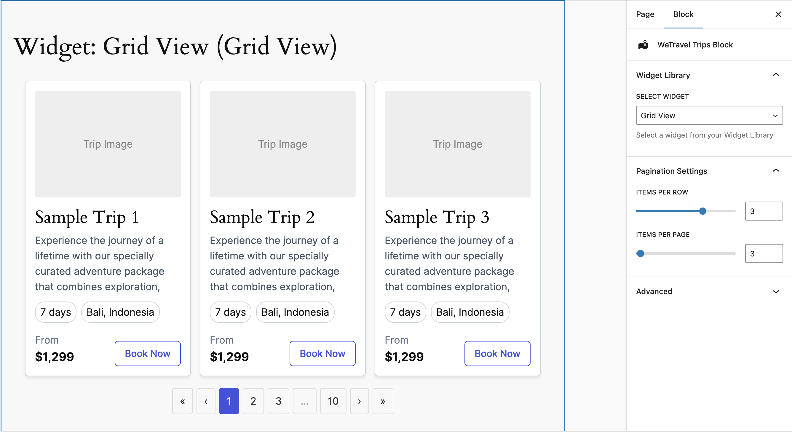 Gutenberg block interface
