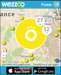 Click on a dot and discover realtime weather.