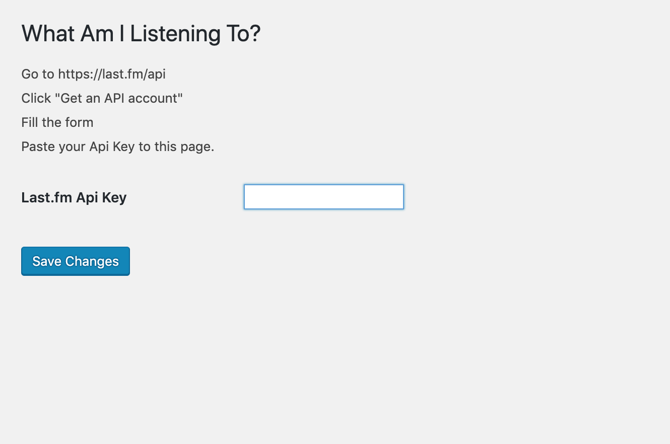 Entering Api Key on Settings Page