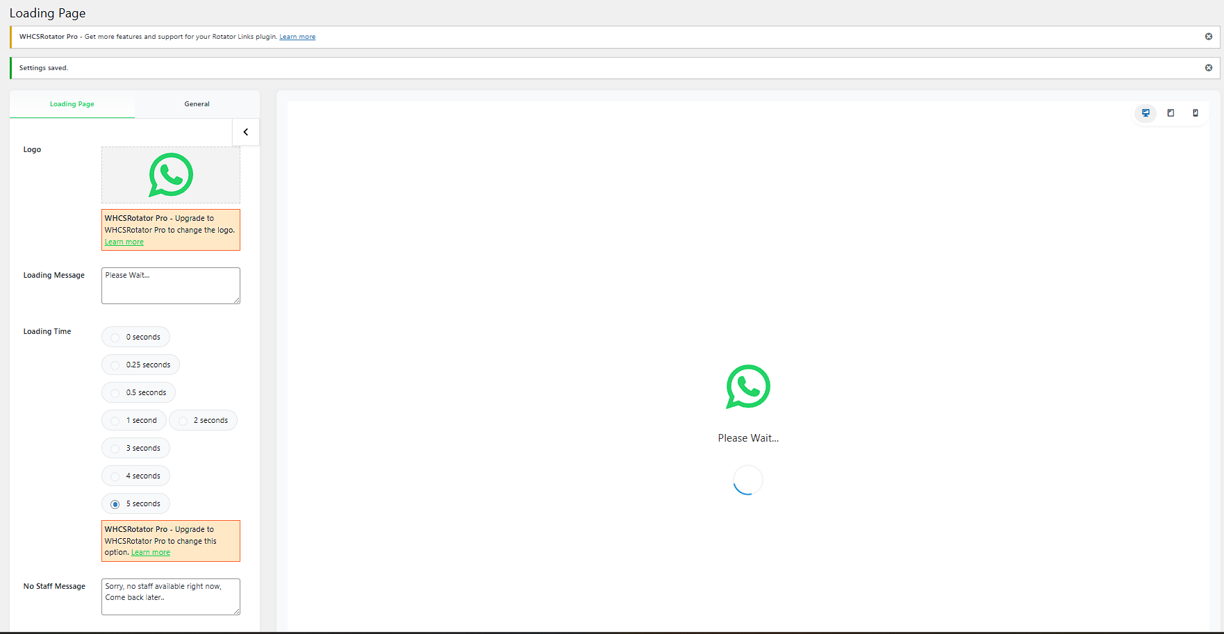 Loading Page Settings - Customize the appearance of the loading page