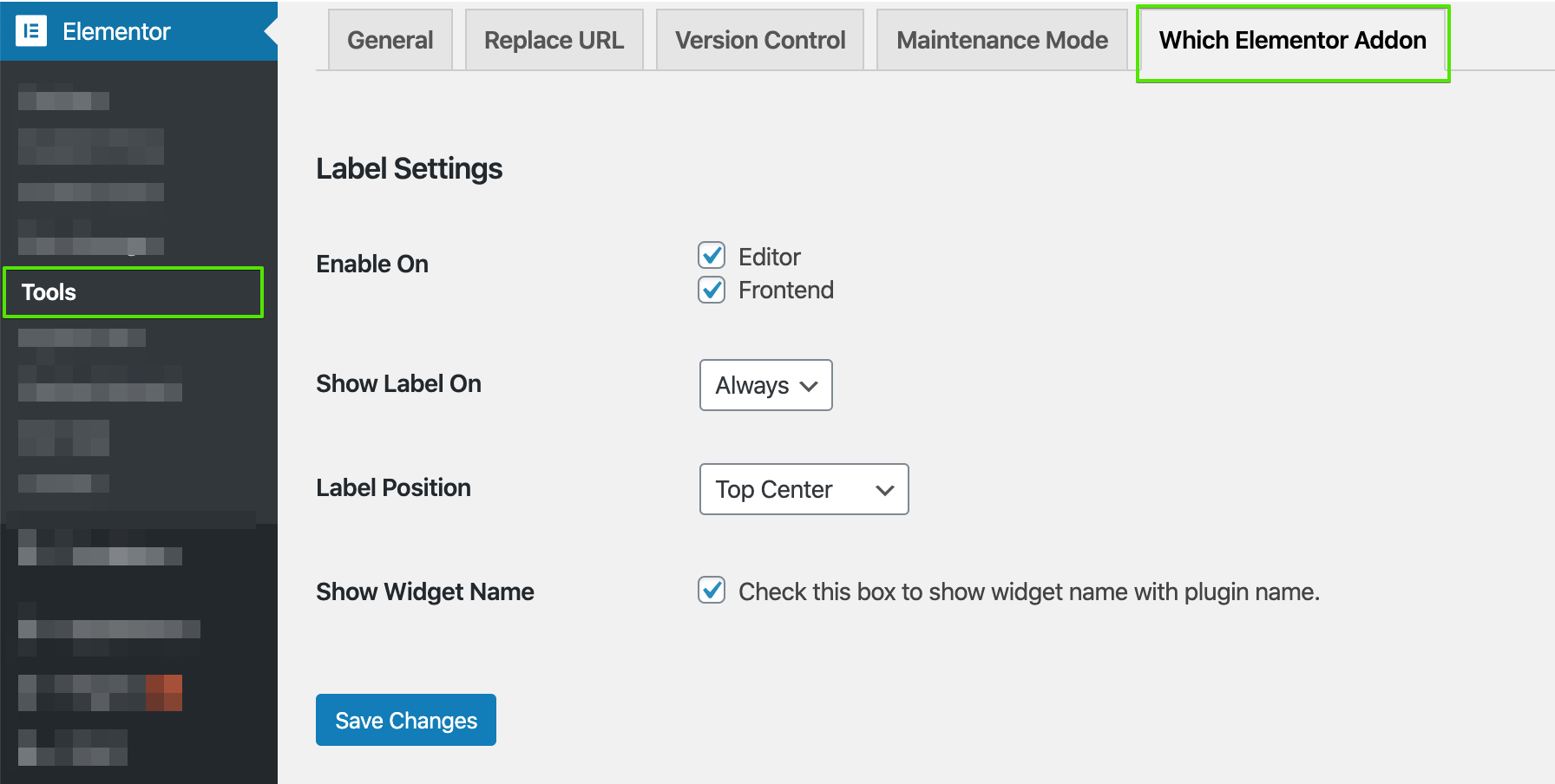 Settings Page - Which Elementor Addon