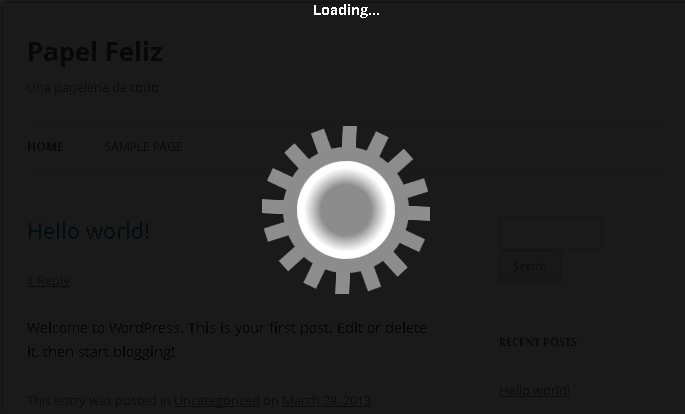 Screen when the page is being loaded.