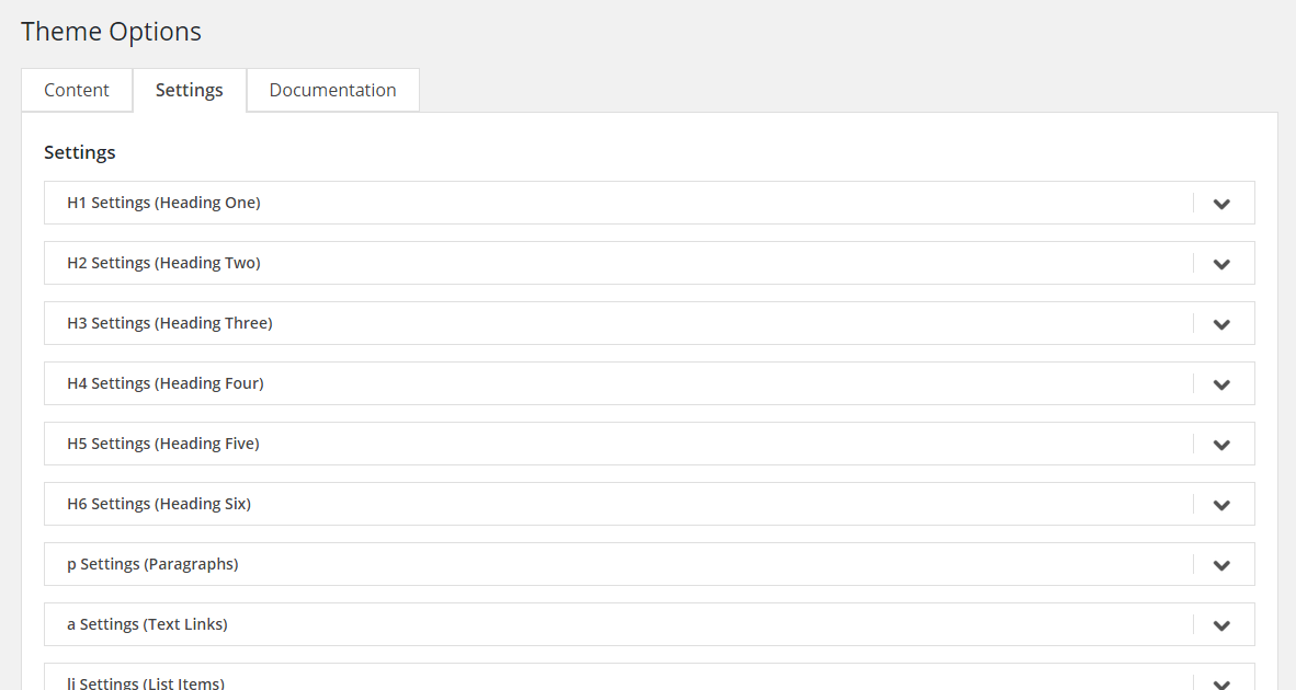 Settings tab