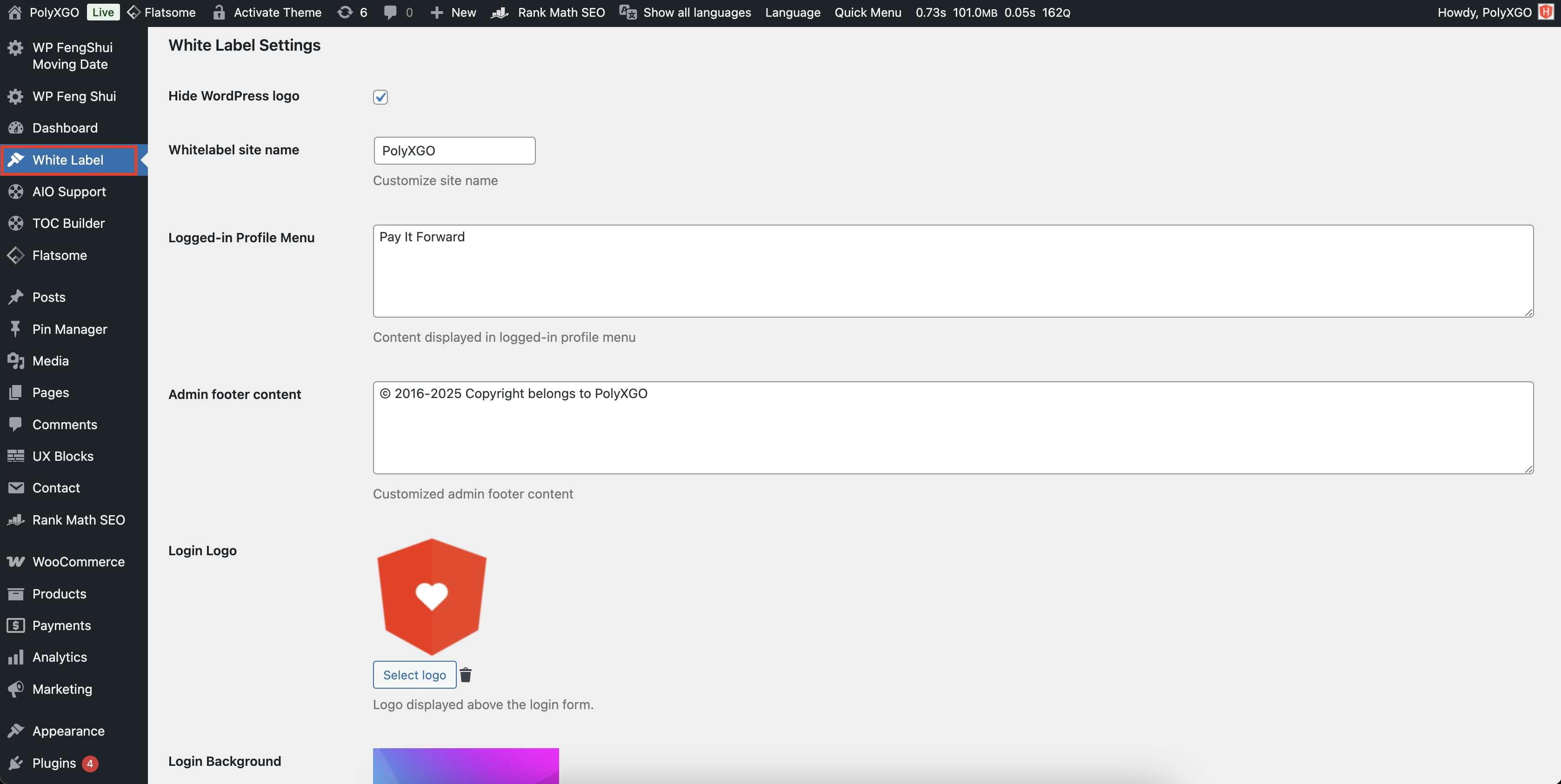 White Label Builder Settings.