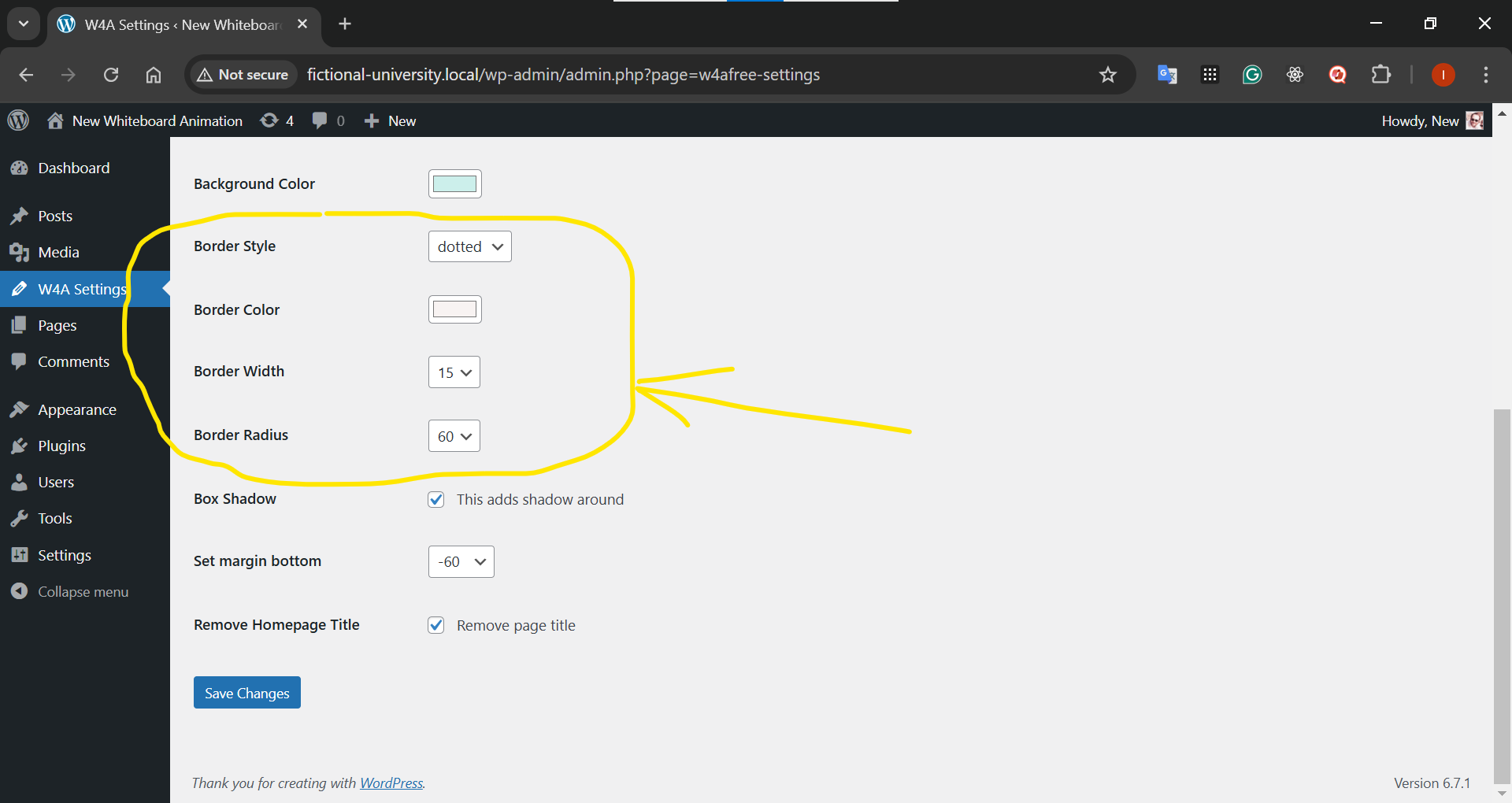 Choose Text Box border color and style here, or if you don't want any border, select Border Style: none.