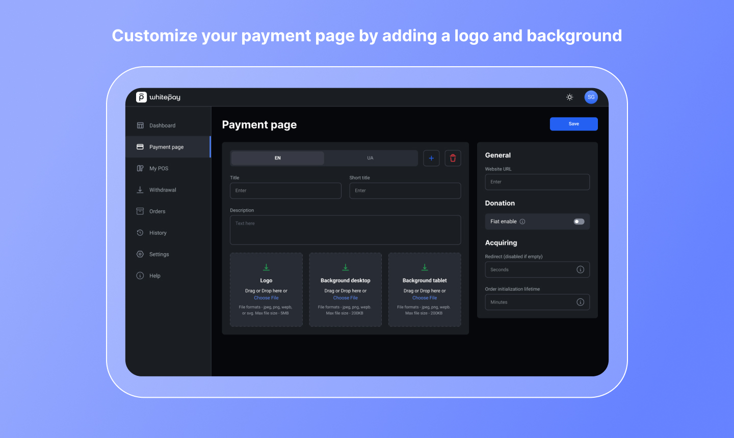 Whitepay Account Payment page