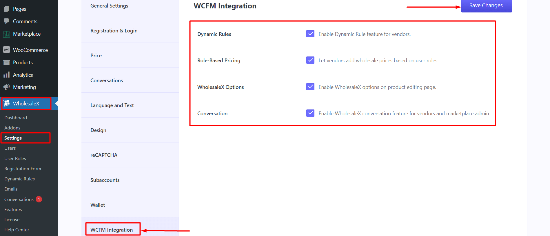 WCFM Marketplace Integration Settings