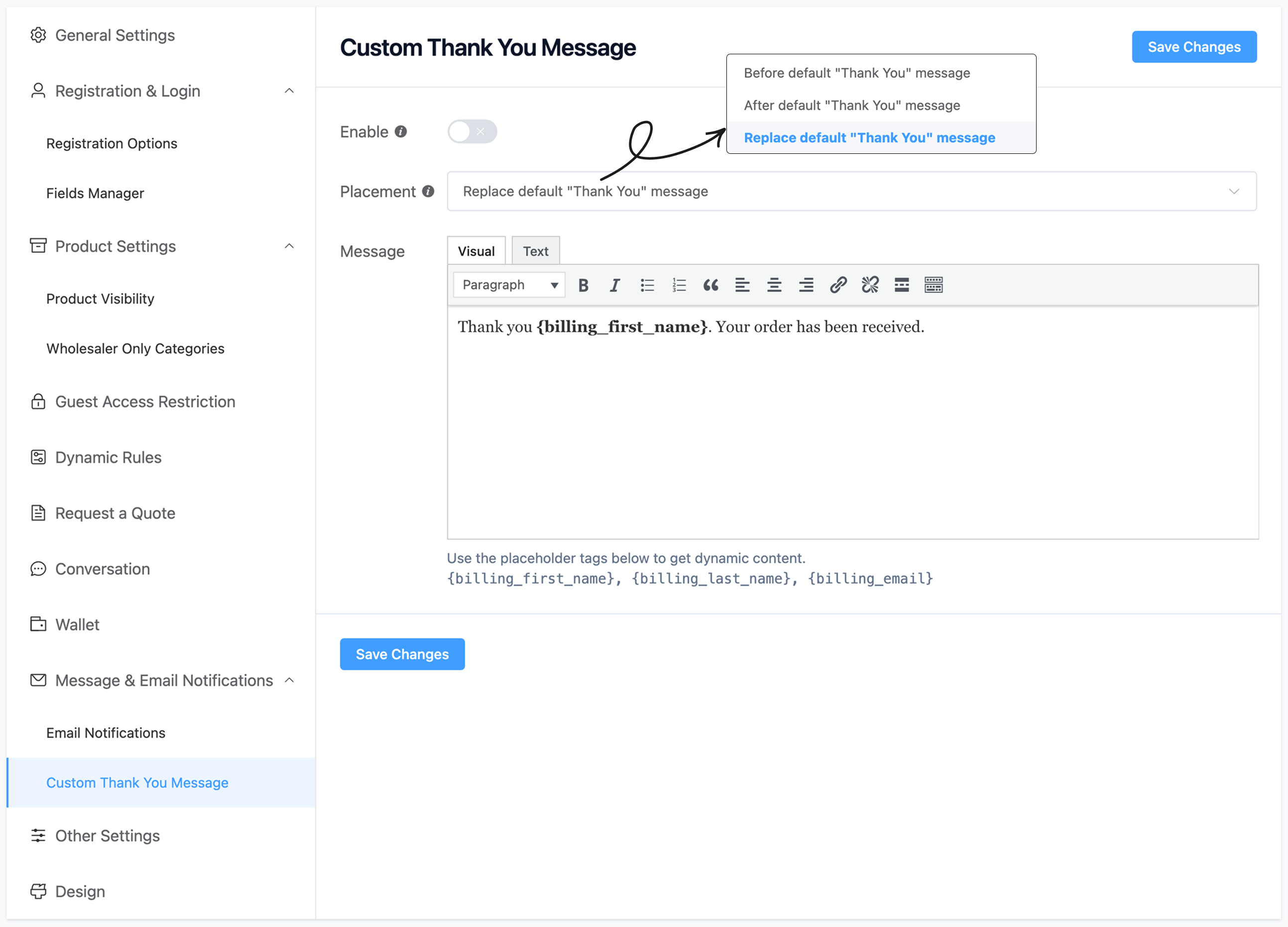 General settings configuration.