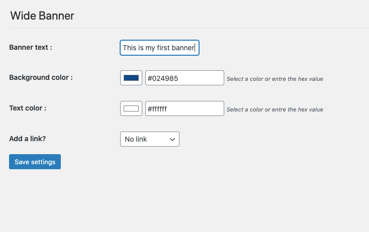Wide banner plugin: create banner