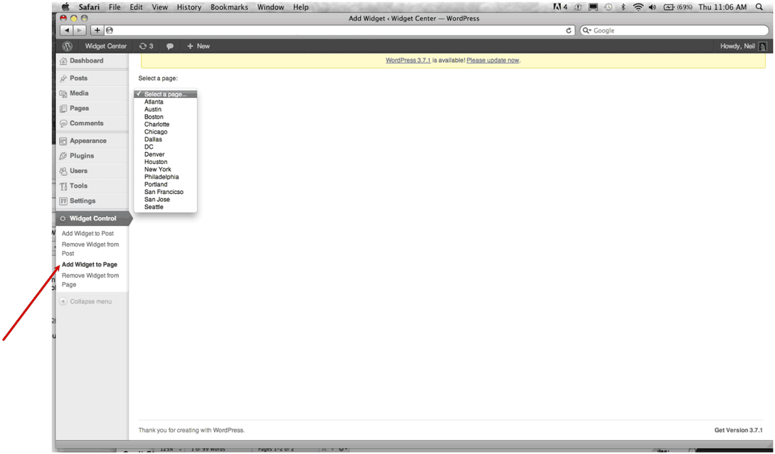 Adding a widget