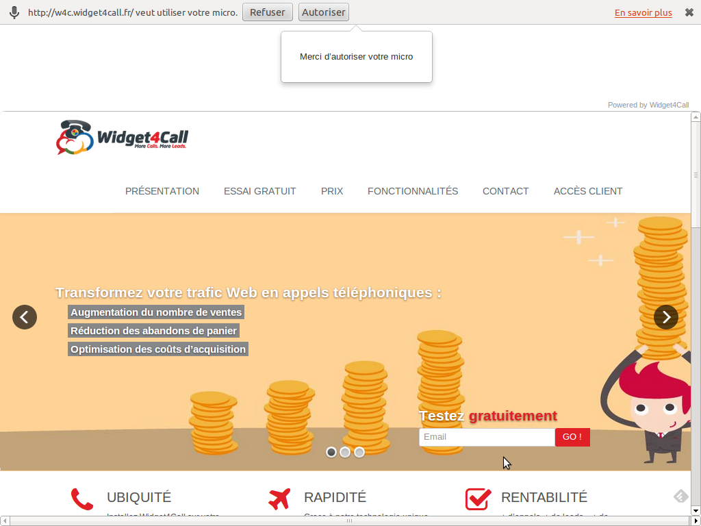 Start call in browser.