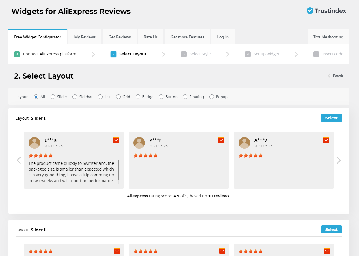 Select layouts easily